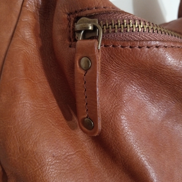 Genuine Artisan Hand Crafted Brown Leather Hobo Bag With Leather Stitch Detail - Picture 7 of 14